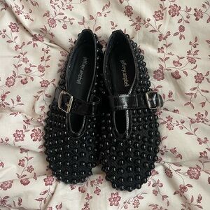 Jeffrey Campbell Black Studded Patent Mary Jane Flats